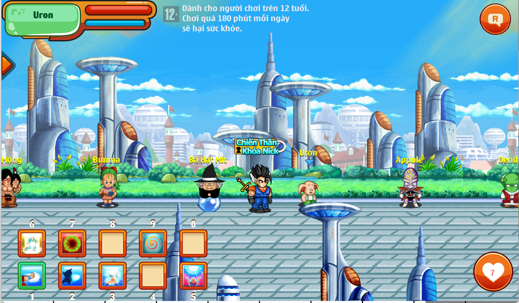 Bản đồ Thành phố Vegeta trong game Ngọc Rồng 7NRO